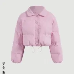 ピンク　クロップド丈　アウター　韓国　中綿
