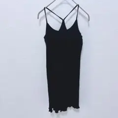 ブラック キャミワンピース フリル裾 インナー キャミソール タンクトップ