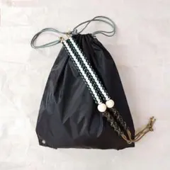 パラコード ナップサック Y2K テック系 ハンドメイド ワンショルダー 緑白金