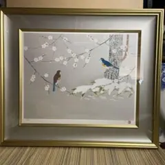 上村松篁 【花鳥】 高級画集画、状態良好、新品高級額装付 Amazon.co.jp: 上村松篁『春宵』リトグラフ 日本画 花鳥画 風景