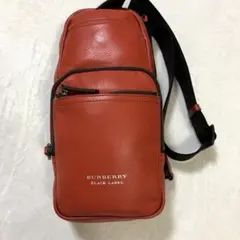 バーバリー ブラックレーベル ボディバッグ オレンジ レザー ワンショルダー