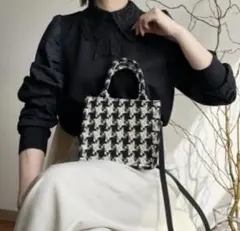 H&Mツイード　ショルダー　ミニトートバッグ　秋冬