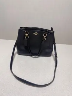COACH ブラックレザーショルダーバッグ