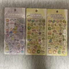 クリアぷくぷくキャンディシール　イヌ　ネコ　星　クローバー　3枚セット