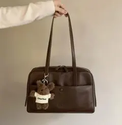 Chio 2nd スクバ　皮　スクールバッグ　JK ブラウン　茶色