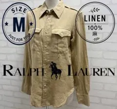 ★美品★ Ralph Lauren リネン100% 長袖 シャツ ベージュ Mのサムネイル