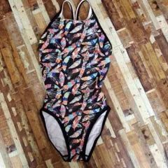 Speedo カラフル羽根模様 スポーツ用水着Mサイズ