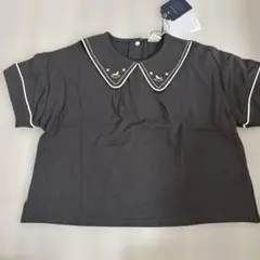 バースデイ　コトリ　襟付き　チャコールグレー　半袖Tシャツ 100cm 星刺繍