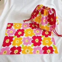 ランチ2点セット/お弁当袋/ランチョンマット/北欧調×カラフル/入園入学