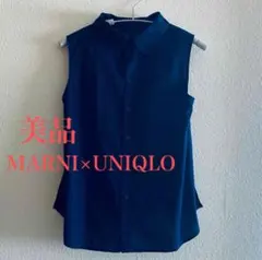 【美品】MARNI×UNIQLO ノースリーブシャツ トップス ネイビー S