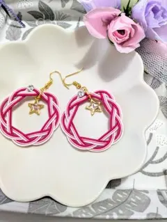 水引ピアス　相生星ピアス　イヤリング　ハンドメイド　P412