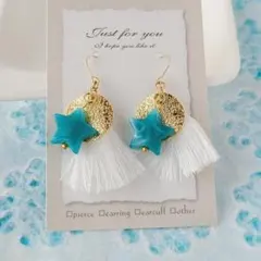 星とタッセルのピアス（イヤリング変更可）　ハンドメイド　匿名配送　No.215