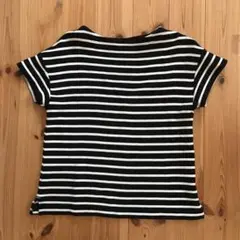 美品⭐️ニューヨーカーブルー⭐️黒と白ボーダー 半袖ワッフルカットソーLサイズ
