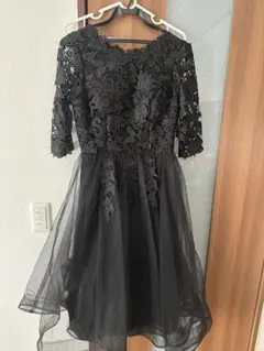 ブラックレースパーティードレス M