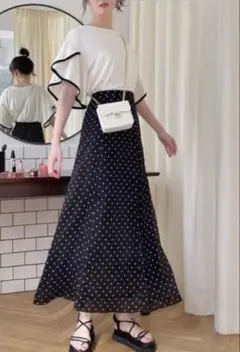 《GRL》ドット柄シアーフレアスカート[gc124]