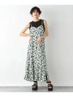 【JEANASIS】花柄 キャミワンピース ロング丈