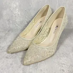 【極美品】DIANA パンプス ラメ レース ポインテッドトゥ 22.5cm