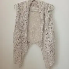 スタジオクリップ 綿麻レース編み ベージュベスト