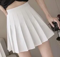 ホワイト プリーツミニスカート レディース
