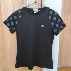 adidas CLIMALITE ブラックドット トップス L　スポーツウェア