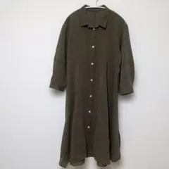 ジョルジュレッシュ【美品】リネン混ロングシャツワンピース カーキ 36 S〜Mのサムネイル