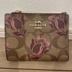 【新品未使用】COACH 札入れ花柄　二つ折り財布 コーチ