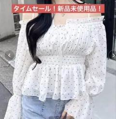 タイムセール新品未使用品タグ付きINGNI チュールオフショルブラウス Mサイズ