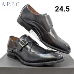 24.5 A.P.P.C モンクストラップビジネスシューズブラック 箱無しお届け