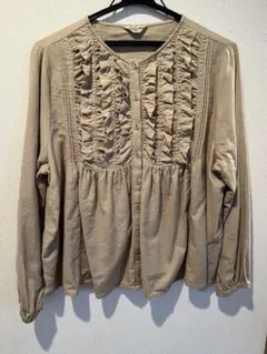 Samansa Mos2 フリル付き長袖シャツ Fサイズ