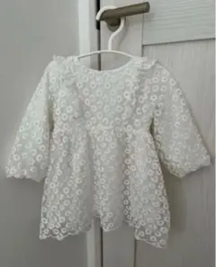 ホワイト　花柄レース　ベビードレス