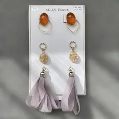 【新品‼️】マルチピアスセット オレンジ クリア