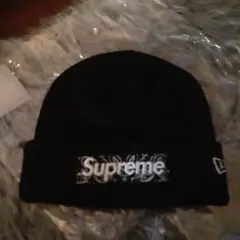 Supreme×newera バンダナ　ニット帽　ブラック　ボックスロゴ