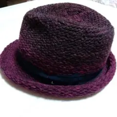 CA4LA パープル系 フェドーラハット 黒リボン付き