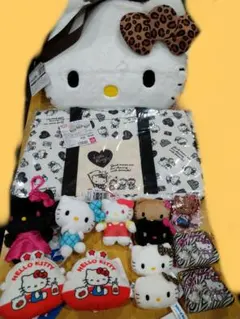サンリオハローキティ　クッション収納ケースサンダルぬいぐるみフィギュア　セット サンリオハローキティ クッション収納ケースサンダルぬいぐるみ