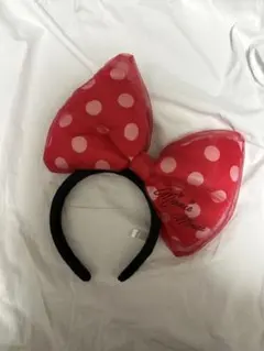 ミニーマウス リボンカチューシャ 赤/白