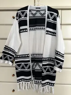 RAFRAF ロングカーディガン 羽織 モノトーン L ポンチョ