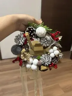クリスマスリース ナチュラル素材 ハンドメイドのサムネイル
