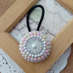 【H-935】ビーズ刺繍ヘアゴム
