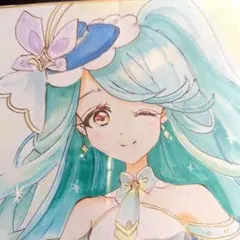 ファンアート　名探偵プリキュア　キュアエクレール　色紙　手描きイラスト