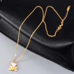 18Kホワイトバイモビートハートベアネックレスゴールド鎖骨チェーン5