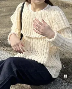 nugu ビッグフリルショルダーニット