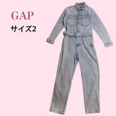 GAP デニムジャンプスーツ つなぎ ベルト付き 薄青 M相当 オールインワン