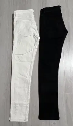 UNIQLO ホワイト ブラック　スリムフィット デニムパンツ　2点セット