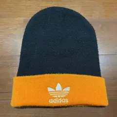 adidas ニット帽 ビーニー 黄色 黒　トレフォイル　アディダス　帽子