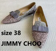 定価9万超★美品★ジミーチュウ グリッター フラットパンプス 1025