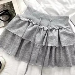 インパン裏地付きティアードスウェットミニスカート [pm596a]