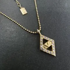 VALENTINO ヴァレンティノ ネックレス ひし形 Vロゴ ゴールドストーン