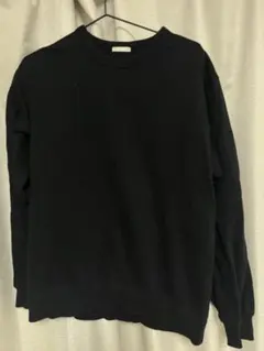 ブラック クルーネック トレーナー 裏起毛
