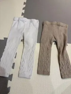 UNIQLOレース編み模様ニットレギンスタイツ2色セット ユニクロ ベビーキッズ