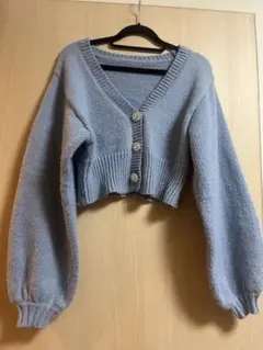 ライトブルー クロップドカーディガン